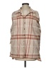 Spell Plaid Tan Sleeveless Button-Down Shirt Size S - photo 1