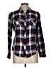 Sandra Ingrish 100% Cotton Plaid Burgundy Long Sleeve Button-Down Shirt Size L - photo 1