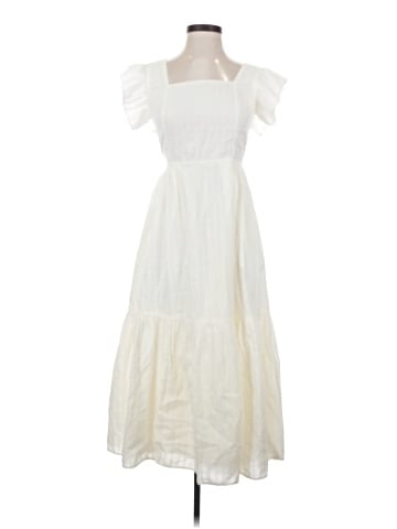 Madewell Ruffle-Strap Tiered Midi Dress in Textural Stripe (view 1)