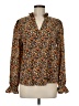 Unbranded 100% Polyester Floral Brown Orange Long Sleeve Blouse Size M - photo 1