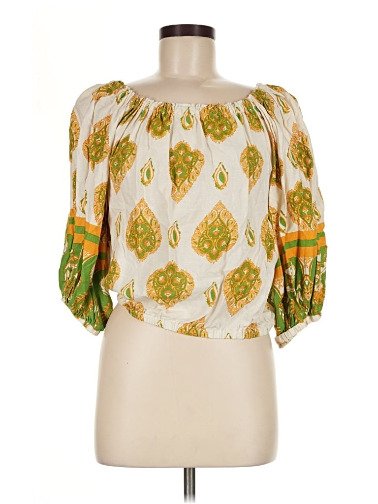 Pre-owned Haute Hippie 3/4 Sleeve Blouse In Yellow