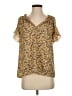 Max Studio 100% Polyester Floral Yellow Short Sleeve Blouse Size S - photo 1