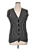 Max Studio Stripes Black Short Sleeve Blouse Size XL - photo 1