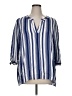 Anne Carson 100% Rayon Stripes Blue 3/4 Sleeve Blouse Size 1X - photo 1