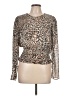 Express Animal Print Brown Long Sleeve Blouse Size L - photo 1