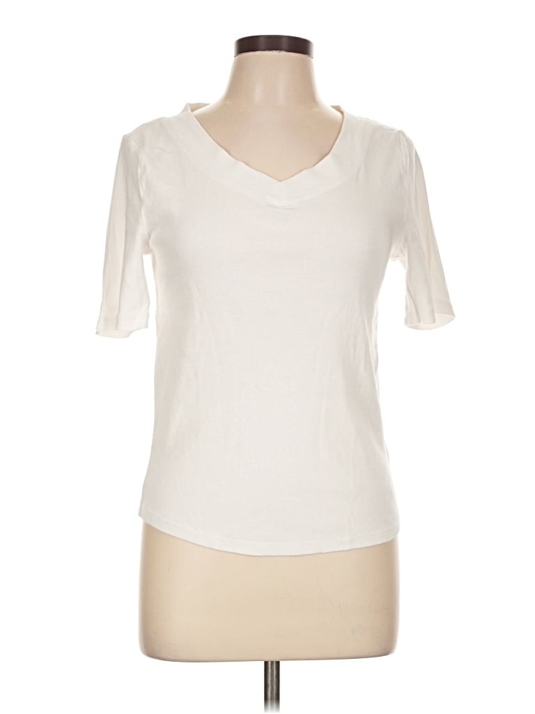 Pre-owned Talbots Outlet Short Sleeve T-shirt In Ivory