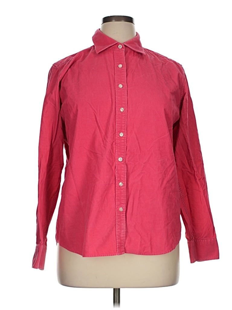 Pre-owned Lands' End Long Sleeve Button Down Shirt In Red