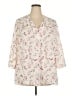Rose + Olive 100% Polyester Floral Ivory 3/4 Sleeve Blouse Size 2X - photo 1