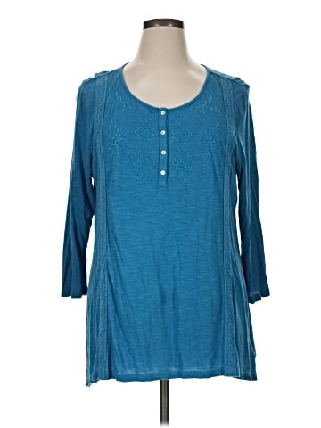 LOGO by Lori Goldstein Long Sleeve Henley (view 1)