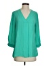 Rose + Olive 100% Polyester Teal 3/4 Sleeve Blouse Size S - photo 1