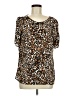 Talbots 100% Polyester Animal Print Brown Short Sleeve Blouse Size M - photo 1