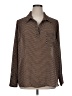 Pleione 100% Polyester Houndstooth Brown Green Long Sleeve Blouse Size 1X - photo 1