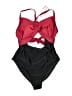 Retro Stage Color Block Red Burgundy Two Piece Swimsuit Size XXL - photo 1