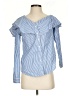 XOXO 100% Cotton Stripes Blue Long Sleeve Blouse Size S - photo 1