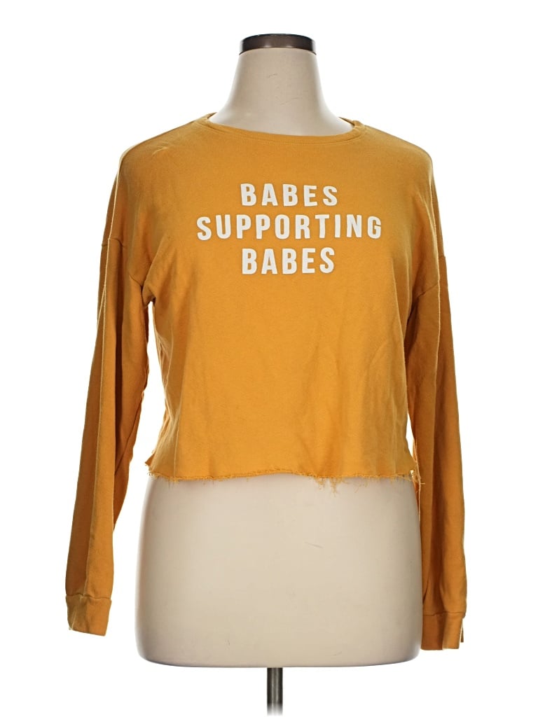 Pre-owned Forever 21 Plus Long Sleeve T-shirt In Gold