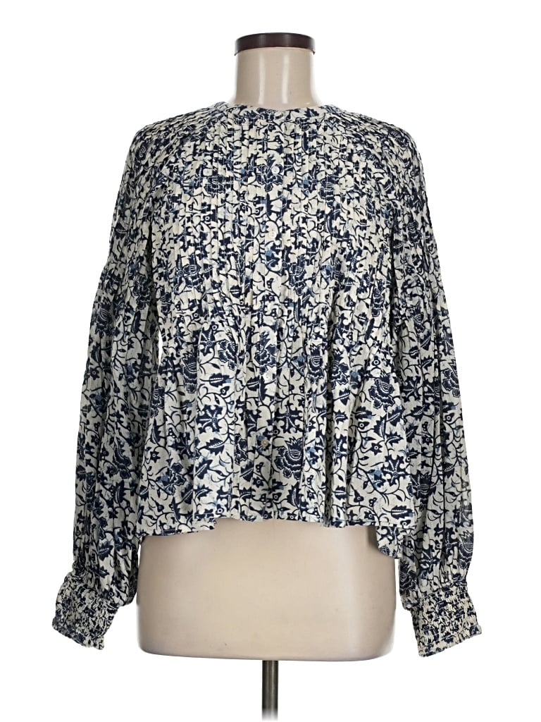 Pre-owned Love The Label Long Sleeve Blouse In Blue