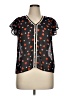 Maison Jules 100% Polyester Hearts Black Short Sleeve Blouse Size XL - photo 1