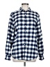 Lands' End 100% Baumwolle Checkered-gingham Blue Long Sleeve Button-Down Shirt Size Med 10/12 - photo 1