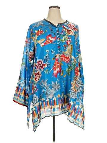 Johnny Was 3/4 Sleeve Silk Top (view 1)