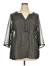 Zac & Rachel 100% Polyester Black 3/4 Sleeve Blouse Size 2X - photo 1