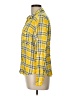 Lush 100% Rayon Plaid Yellow Long Sleeve Button-Down Shirt Size L - photo 5