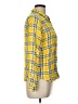 Lush 100% Rayon Plaid Yellow Long Sleeve Button-Down Shirt Size L - photo 4