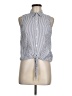 The Limited Stripes Gray Sleeveless Button-Down Shirt Size M - photo 1