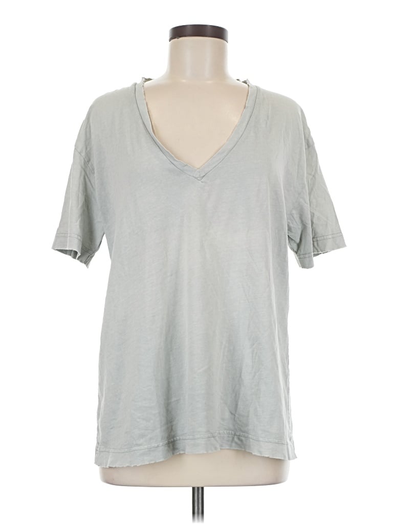 Pre-owned Zara Short Sleeve Top Gray V-neck Tops