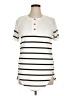 Unbranded Stripes Ivory Short Sleeve Henley Size 0X (estimated) - photo 1
