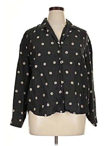 Madewell Silk Pajama Shirt in Bloom Dot (view 1)