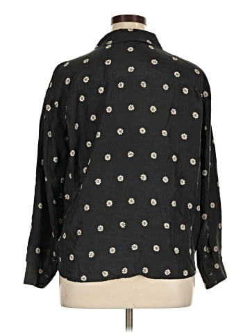 Madewell Silk Pajama Shirt in Bloom Dot (view 2)