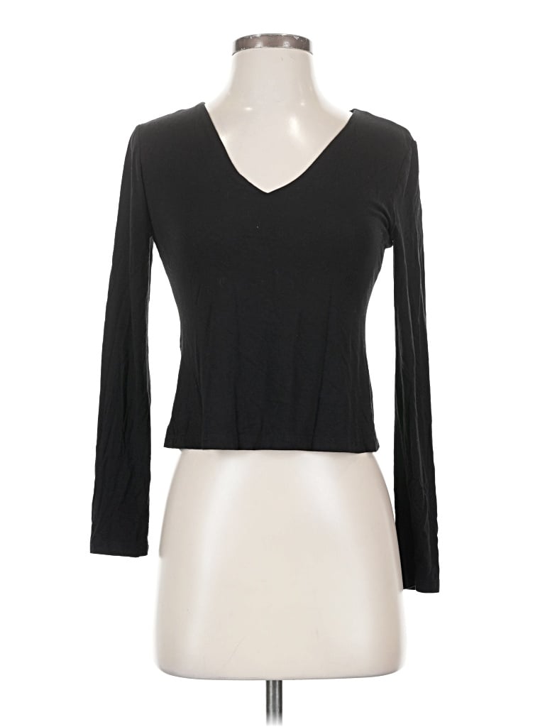 Pre-owned Final Touch Long Sleeve Top Black V-neck Tops