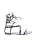 Valentino Garavani Silver Black Leather Rockstud Gladiator Flat Sandals Size EU 37 1/2 - photo 1