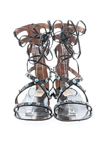Valentino Garavani Leather Rockstud Gladiator Flat Sandals (view 2)