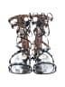 Valentino Garavani Silver Black Leather Rockstud Gladiator Flat Sandals Size EU 37 1/2 - photo 2