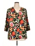 Rose + Olive 100% Polyester Floral Black Orange 3/4 Sleeve Blouse Size 1X - photo 1