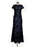 Xscape 100% Polyester Black Blue Cocktail Dress Size 6 - photo 2