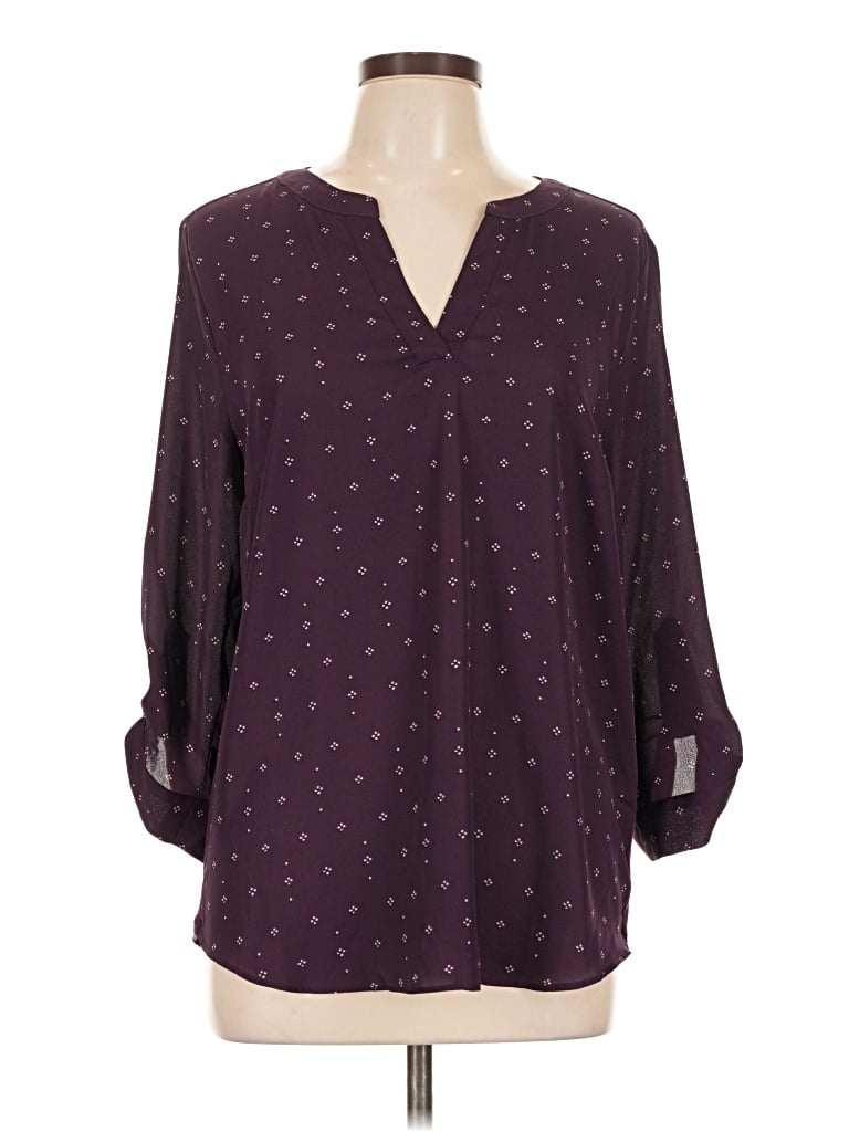 Pre-owned Fortune + Ivy 3/4 Sleeve Blouse In Burgundy