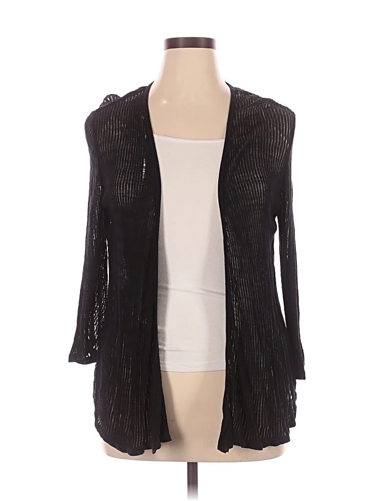 Pre-owned Easywear By Chico's Cardigan Sweater In Black