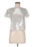 Zara Basic Metallic Silver Short Sleeve Top Size M - photo 1