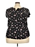 Papermoon 100% Polyester Floral Black Short Sleeve Blouse Size XXL - photo 1