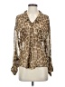 Free People 100% Polyester Animal Print Tan Long Sleeve Blouse Size S - photo 1