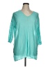Pure Amici 100% Linen Teal 3/4 Sleeve Blouse Size XL (estimated) - photo 1