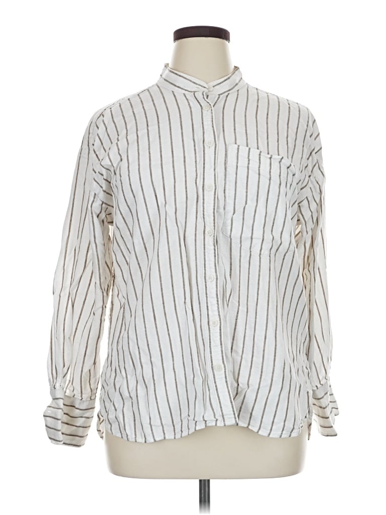 Pre-owned Banana Republic Factory Store Long Sleeve Blouse In Ivory