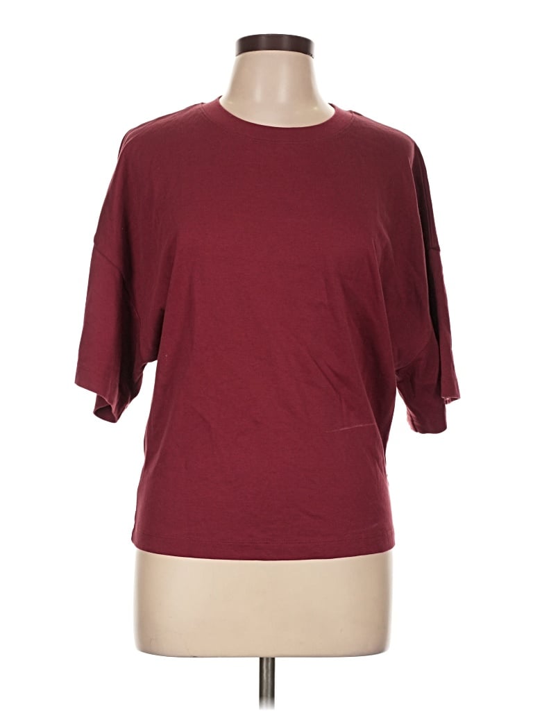Pre-owned Babaton 3/4 Sleeve T-shirt In Burgundy