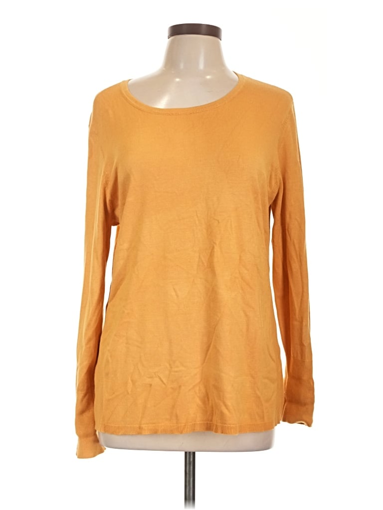 Pre-owned Jm Collection Long Sleeve Top Orange Scoop Neck Tops