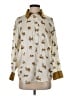 Zara 100% Polyester Animal Print Gold Yellow Long Sleeve Blouse Size S - photo 1