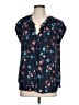 Daniel Rainn Floral Blue Short Sleeve Blouse Size L - photo 1