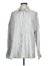 Max Studio Stripes Silver Long Sleeve Blouse Size L - photo 1