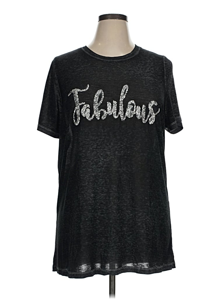 Pre-owned Lane Bryant Short Sleeve T-shirt In Black